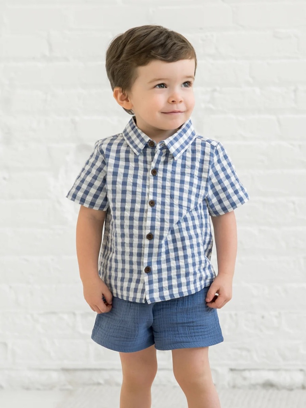 Colored Organics Blue Gingham Button-Up Shirt